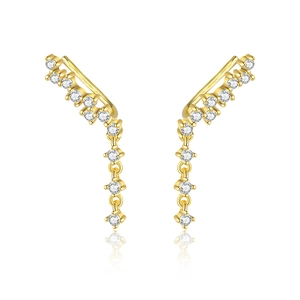 Elegant S925 sterling silver gold-plated ear crawler with zircon fringe and studs