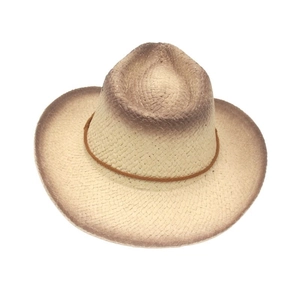 Straw cowboy hat with vintage distressed finish and star western style details