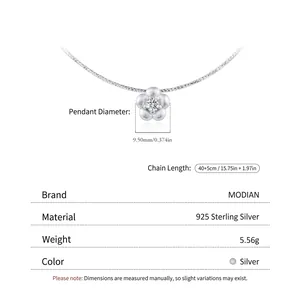 S925 sterling silver flower pendant necklace with sandblasted texture and zircon center