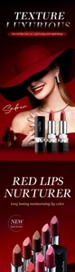 Gros plan de rouges à lèvres mats veloutés aux teintes rouges et roses, texture luxe