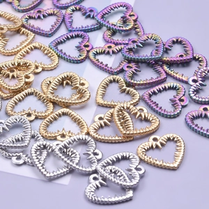 Minimalist heart-shaped stainless steel pendant necklaces in gold, silver and rainbow colors