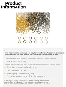 Macro shot of 200pcs mixed colors zinc alloy jump rings for DIY jewelry connector making