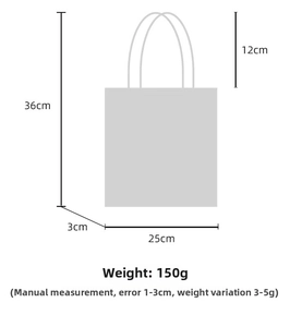 Size specifications of gray waffle lamb wool bucket bag with dimensions and weight info