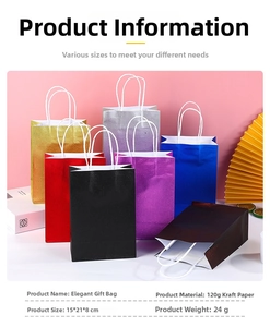 Macro detail of glossy colorful white kraft paper gift bags with durable cotton handles