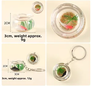 Miniatur-Koi-Fischbecken-Anhänger mit Harzwasser und buntem Sand, Größe 2cm x 3cm