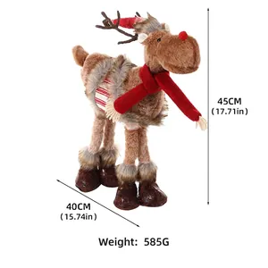 Plush Christmas reindeer doll with long legs 45cm height for festive window display decor