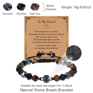 Bracelet perles œil de tigre 8mm avec pierre de projection et carte de message incluse