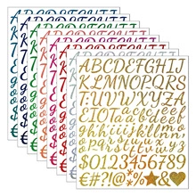 Glitter alphabet and number stickers in multiple colors for scrapbooking and DIY crafts