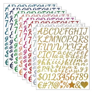 Glitter Alphabet Number Stickers Script Waterproof Vinyl Decals For Graduation Cap Scrapbook DIY Decor Sparkling Letters