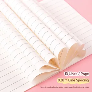 Cute mini portable notebook with 8mm lined cream paper shown in a rolled detail view