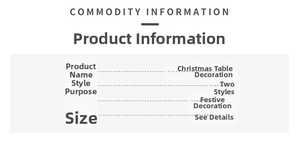 Detail specifications for tabletop Christmas tree with snow and red berry decorations