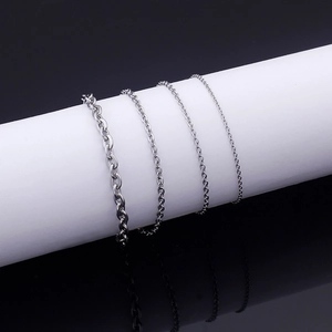 Stainless Steel Necklace Chain Flattened O Link Cross Chain For Men Women Minimalist Basic Jewelry Accessory