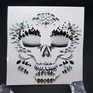 Halloween black spider skull face rhinestones stickers for horror party makeup
