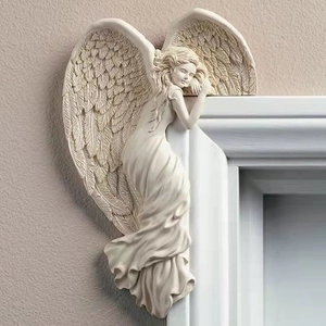 Elegant ivory resin angel door frame sculpture for Nordic home corner decoration