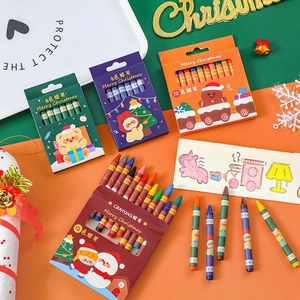 Christmas crayon set for kids with 8 and 12 colors featuring Santa and snowmen