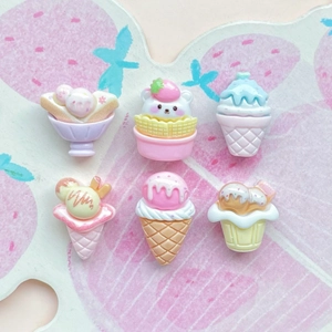 Miniature colorful resin ice cream scoop accessories for DIY crafts and hair clips