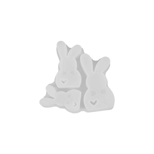 3-cavity bunny silicone mold for DIY resin candles with heart and bow textures