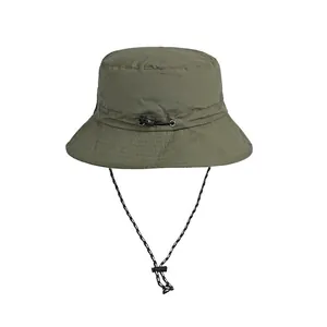 Cappello da sole outdoor impermeabile verde militare con coulisse regolabile in nylon