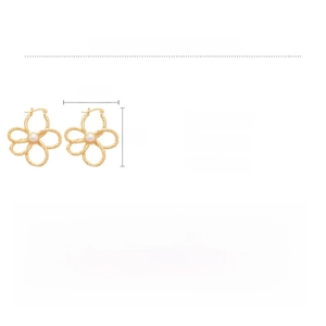 Detailed size specifications for the gold flower pearl earrings in high-grade copper