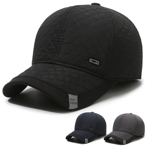 Men Winter Baseball Cap Quilted Polyester Warm Thermal Hat With Ear Flaps Windproof Outdoor Cold Weather Casual Adjustable