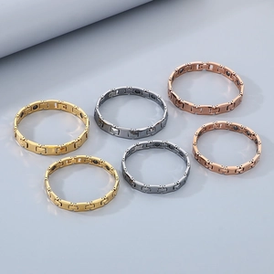 Minimalist tungsten steel magnetic therapy bracelets in gold, silver, and rose gold colors