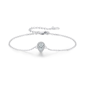 Bracelet élégant en argent sterling S925 avec pendentif en zircone en forme de poire