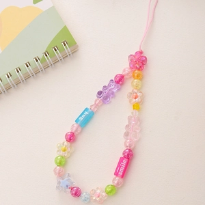 Cordino per cellulare con perline colorate a forma di orsetto cuore smile e hug