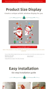 Detailed view of Santa and snowman PVC static window stickers with 70x76cm dimensions