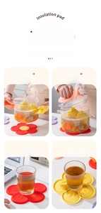 Multi-functional thick cherry blossom silicone heat insulation mat for pots and cups