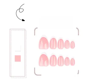 Classic French tip press-on nails set with soft pink base and white almond shape