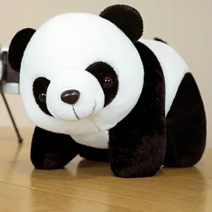 Giant Panda Plush Toy Soft Simulation Prone Realistic Animal Doll Cute Black White Home Decor Gift Realistic Pillow