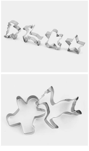 Detaillierte Ansicht des Edelstahl Weihnachtsplätzchen Ausstechformen Sets mit Formen.