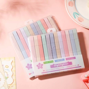 Pastel Highlighters Markers Chisel Tip Macaron Colors Large Capacity For Journaling School Office Stationery Plastic