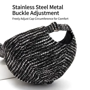 Tweed baseball cap for autumn winter with adjustable stainless steel metal buckle