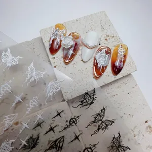 3D Relief Butterfly Nail Art Stickers Gothic Dark Style Self Adhesive Decals Manicure Decoration
