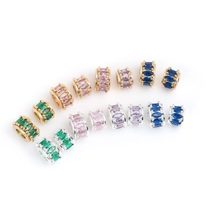 DIY jewelry beads with marquise cut colorful zircons in 14k gold and silver settings