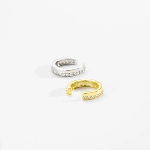 Minimalist S925 sterling silver hoop earrings with pave cubic zirconia in gold and silver