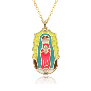 Moda Religiosa Croce Collana di Rame Per Le Donne Micro-Intarsiato Strass Vergine Maria Ciondolo Catena Della Clavicola Gioielli Regalo