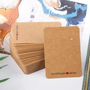 Handmade with love kraft paper jewelry display cards for earrings and necklaces