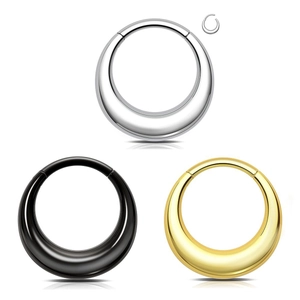 316L stainless steel seamless hinged segment nose rings in gold, silver, and black finishes