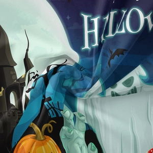 Detailed close-up showing soft silky fabric texture and Halloween themed print patterns