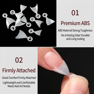 Clear French half-cover nail tips made of high-quality ABS material in various sizes