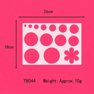 Detail view of 26cm x 18cm plastic stencil with circular and floral patterns for DIY art