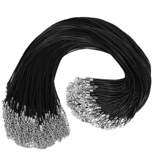 Cordons noirs en coton ciré avec fermoirs mousqueton pour la création de bijoux DIY