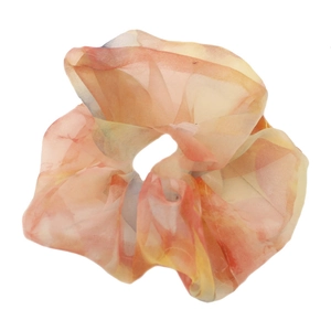 Oversized organza scrunchie in light orange and yellow watercolor gradient effect