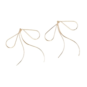 Minimalist gold bow-knot wire earrings for women with a sleek and elegant metal finish