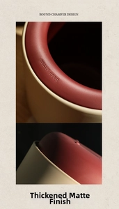Macro shot of red and beige round chamfer design with thickened matte texture finish