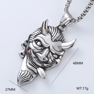 Detailed size specifications of the stainless steel Japanese Hannya mask pendant necklace