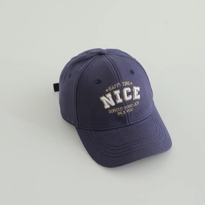 Kids navy cotton baseball cap with gold embroidery and curved brim for boys