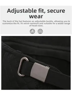 Adjustable metal buckle detail on black quilted baseball cap for outdoor winter warmth